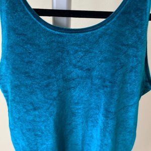 NWT Zara vibrant teal blue velvet bodysuit tank size S
